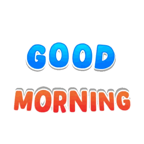 Cartoon Cat In Blue Shirt Good Morning Sticker