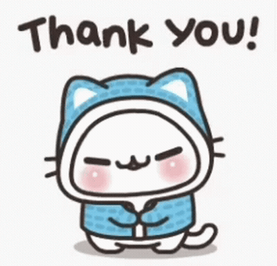 Cartoon Cat In Blue Sweater And Hoodie Saying Thank You GIF