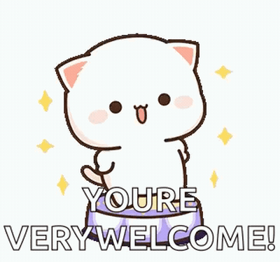 Cartoon Cat In Bowl Saying You're Very Welcome GIF