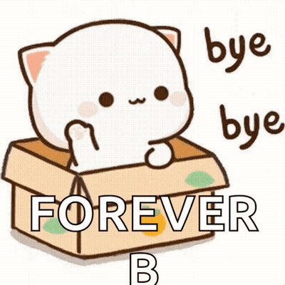 Cartoon Cat In Box Saying Bye Bye Forever GIF