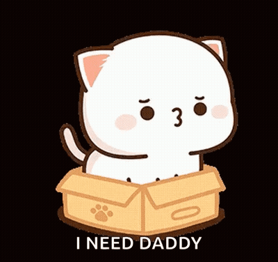 Cartoon Cat In Box Saying I Need Daddy GIF