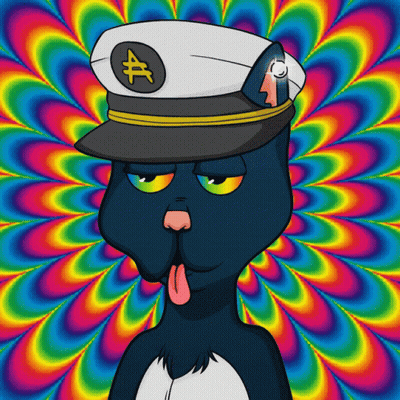 Cartoon Cat In Captain Hat With Number 4 GIF