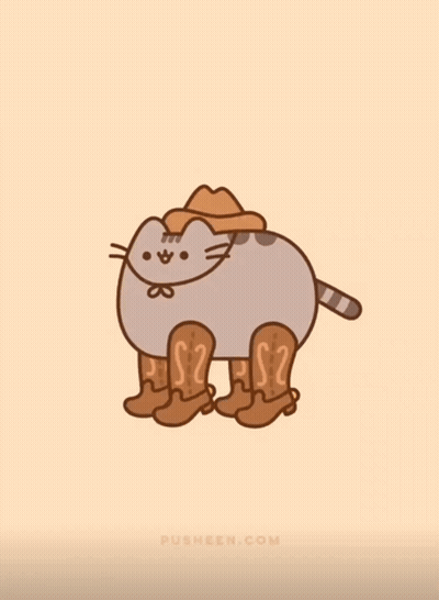 Cartoon Cat In Cowboy Boots And Hat GIF