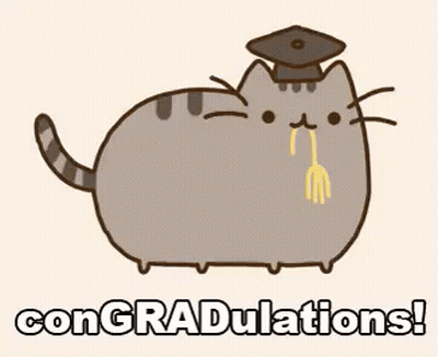 Cartoon Cat In Graduation Cap Saying Congratulations GIF