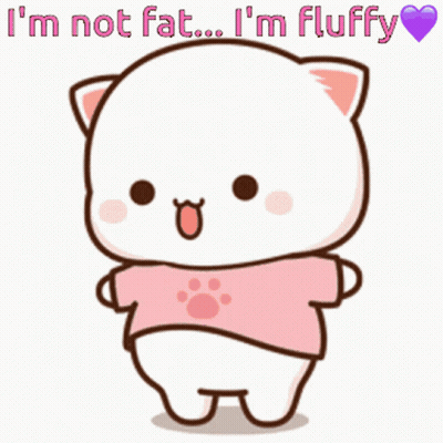Cartoon Cat In Pink Shirt Says I'm Not Fat I'm Fluffy GIF