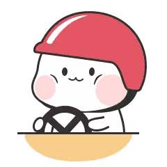 Cartoon Cat In Red Helmet Driving Car Sticker