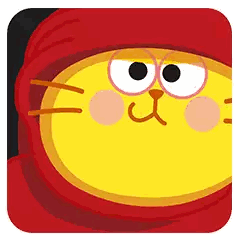 Cartoon Cat In Red Hood And Yellow Face Sticker