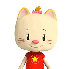 Cartoon Cat In Red Shirt And Bow Sticker
