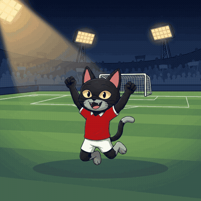 Cartoon Cat In Red Shirt White Shorts Jumping GIF