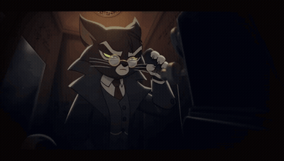 Cartoon Cat In Suit And Tie Looking GIF