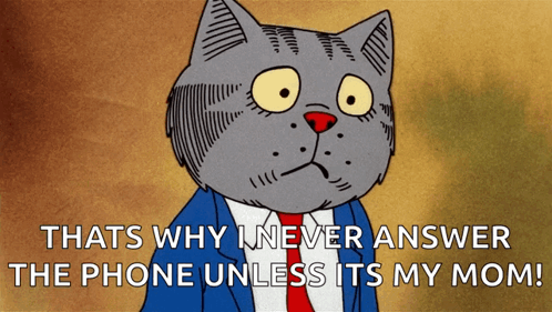 Cartoon Cat In Suit Saying Never Answer Phone GIF