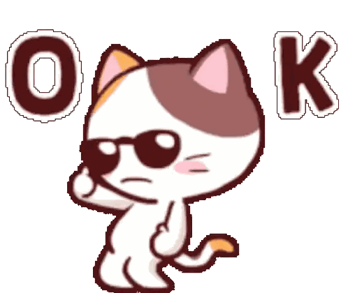 Cartoon Cat In Sunglasses Saying OK Sticker