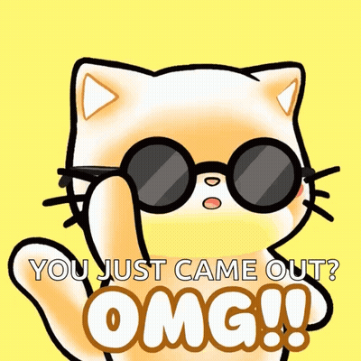 Cartoon Cat In Sunglasses Saying You Just Came Out OMG GIF