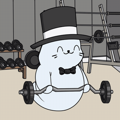 Cartoon Cat In Top Hat Lifting Barbell GIF