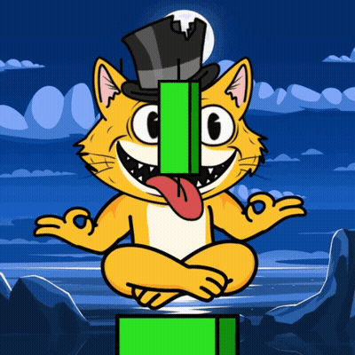 Cartoon Cat In Top Hat On Green Box Tongue Out GIF