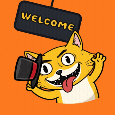 Cartoon Cat In Top Hat With Welcome Sign GIF