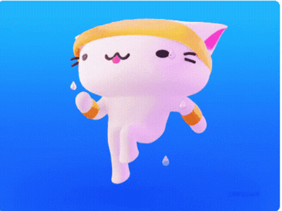 Cartoon Cat In Yellow Headband Running GIF