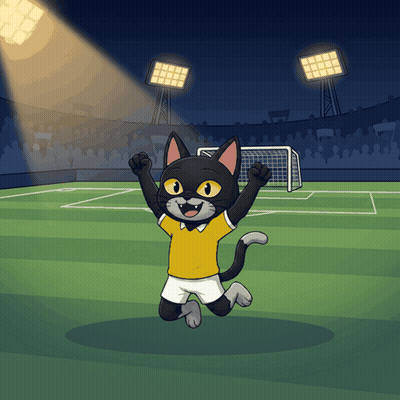 Cartoon Cat In Yellow Shirt And Shorts Jumping GIF
