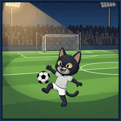Cartoon Cat Kicking Soccer Ball GIF