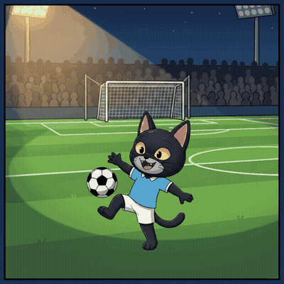 Cartoon Cat Kicking Soccer Ball GIF