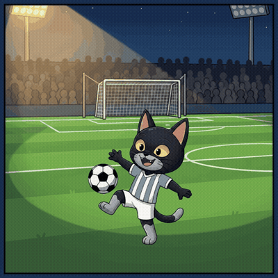 Cartoon Cat Kicking Soccer Ball GIF
