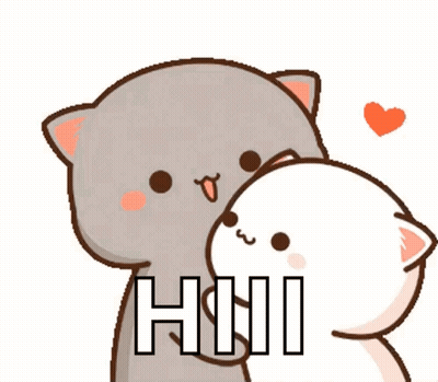 Cartoon Cat Kissing Another Cat Saying Hii GIF