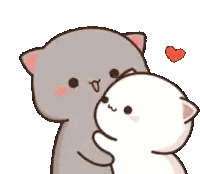 Cartoon Cat Kissing White Cat With Heart Sticker