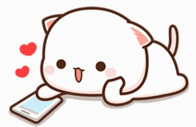 Cartoon Cat Laying Down Looking At Phone GIF