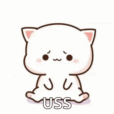 Cartoon Cat Laying Down With Word Uss GIF