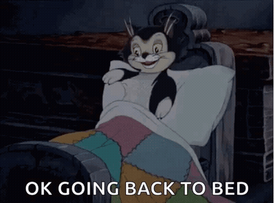 Cartoon Cat Laying In Bed Saying Ok Going Back To Bed GIF