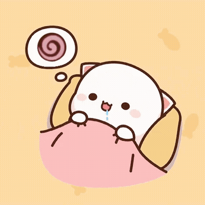 Cartoon Cat Laying In Bed With Pink Blanket And Thought Bubble GIF