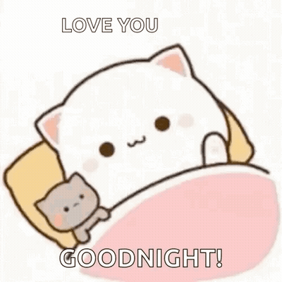 Cartoon Cat Laying In Bed With Smaller Cat GIF