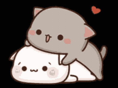 Cartoon Cat Laying On Another Cat GIF