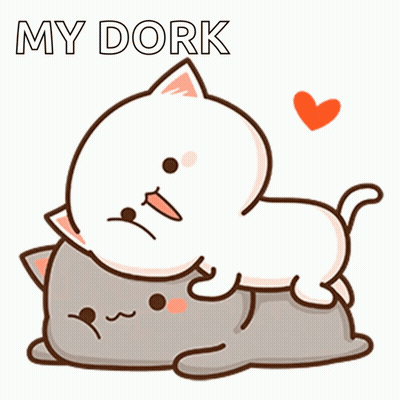 Cartoon Cat Laying On Another Cat My Dork GIF