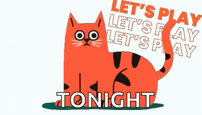 Cartoon Cat Laying On Back Saying Let's Play Tonight GIF