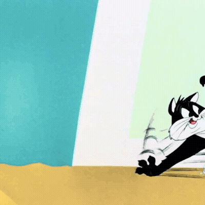 Cartoon Cat Laying On Blue Background GIF