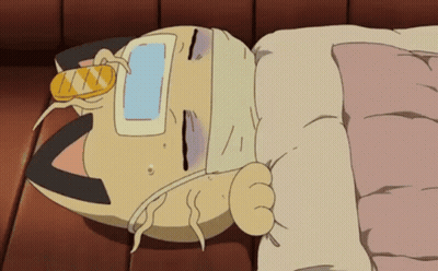Cartoon Cat Laying On Floor With Bandage GIF