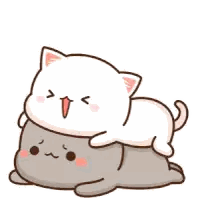 Cartoon Cat Laying On Gray Cat Sticker