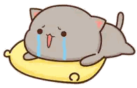 Cartoon Cat Laying On Pillow Crying Sticker