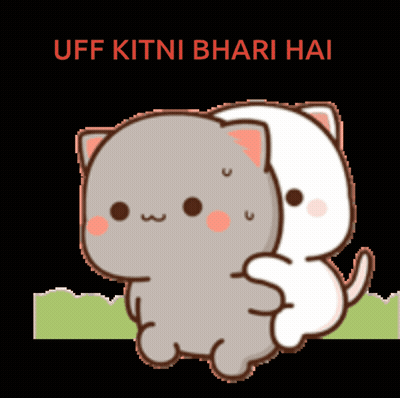 Cartoon Cat Laying On Rock Uff Kitni Bhari Hai GIF