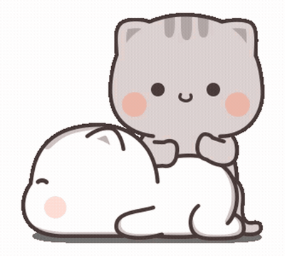 Cartoon Cat Laying On Top Of White Cat GIF
