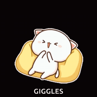 Cartoon Cat Laying On Yellow Pillow Giggles GIF