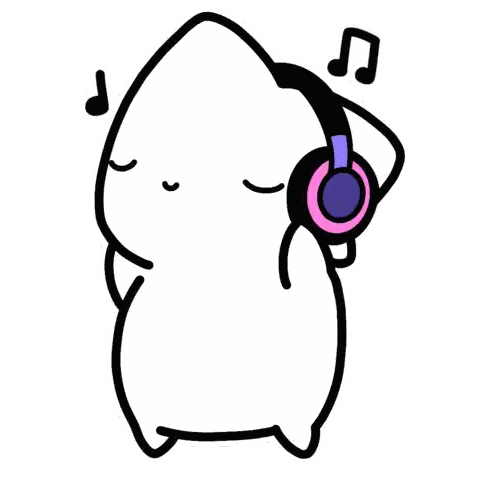 Cartoon Cat Listening To Music Sticker