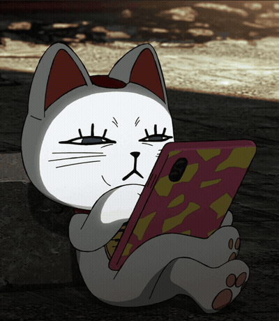Cartoon Cat Looking At Cell Phone GIF