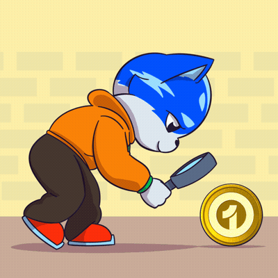 Cartoon Cat Looking At Coin With 1 GIF