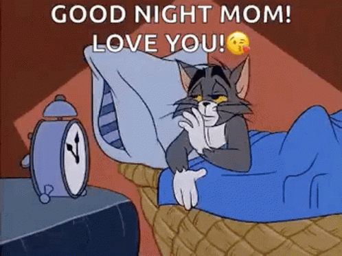 Cartoon Cat Lying In Bed With Alarm Clock GIF