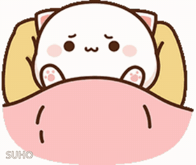 Cartoon Cat Lying In Bed With Pink Blanket GIF