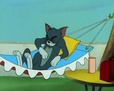 Cartoon Cat Lying In Hammock GIF