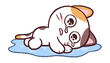 Cartoon Cat Lying In Water Crying Sticker