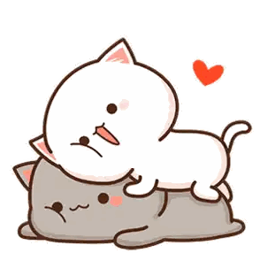 Cartoon Cat Lying On Another With Heart Sticker